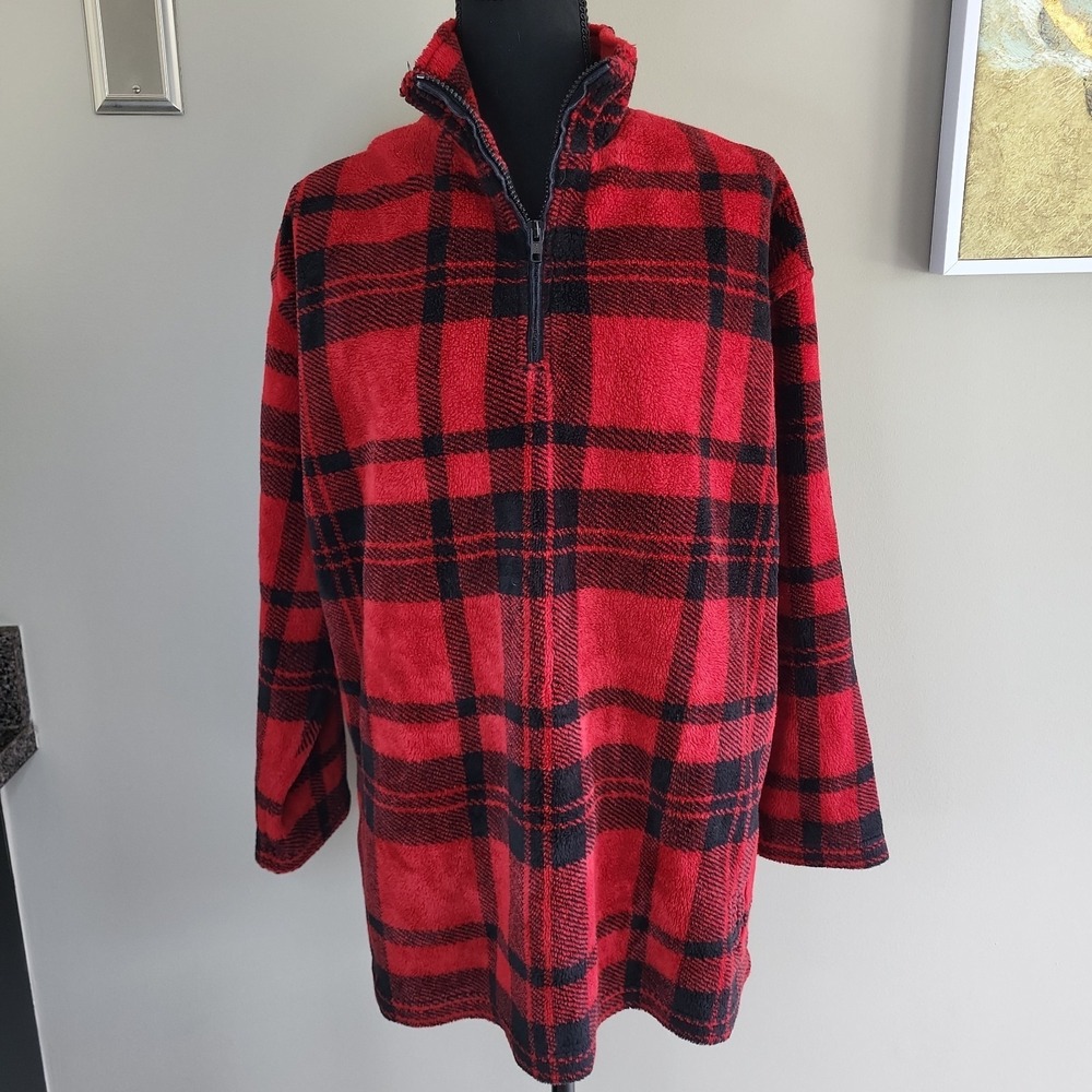 Vintage Lauren Ralph Lauren Buffalo Plaid Fleece Pullover Made USA Women's L